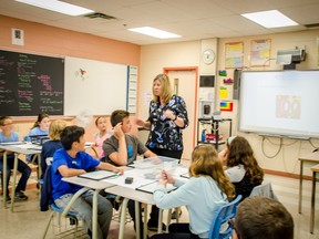 A group of Grade 6 students from Holy Cross spent some time at St. Benedict Catholic Secondary School taking part in math activities. Supplied photo