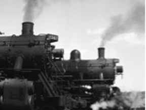 The year is 1955, and two mighty Canadian National Railway steam locomotives are lined up in Goderich, waiting to pull their respective freight and passenger trains south to Stratford. (Contributed photo)