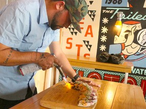 BRUCE BELL/THE INTELLIGENCER
Chef Nathan Coventry of Clara’s in Picton prepares a dish during the launch of the fall session of Countylicious at the Drake in Wellington on Wednesday. Countylicious will run from Nov. 3 - 26.