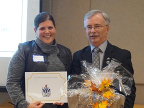 Central Elgin Mayor David Marr congratulates Galynne Cini who was named the municipality's 2017 citizen of the year. (Contributed photo)