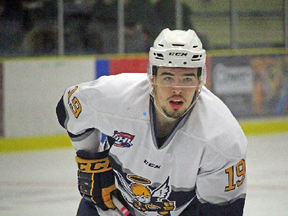 Chris Van Os-Shaw has been on a scoring tear since he arrived in Spruce Grove. The 20-year-old winger is hoping his standout season can land him at a reputable NCAA school next fall.  - Photo by Keenan Sorokan