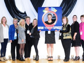 From left to right-judge Kim Postma, Judge Maureen Agar, Contestant Grace Scutella, Judge Economic Development Officer Jan Hawley, Contestant Penny Mulligan, Winner Jackie DeWit, Judge & Business Trainer Alison Lobb, Judge Lisa Houthuyzen, Judge Cathy Elliott. (Submitted photo)