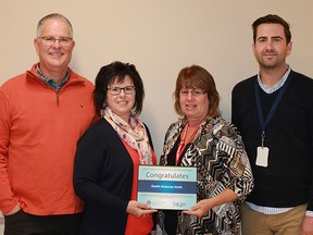 Dr. Robert Smith, HSN’s medical lead, quality and patient safety/quality and risk; Angele Poulin, RN, utilization, surgical program; Mary Yanchuk, process improvement lead, surgical program; and Steve Blakely, data specialist, surgical program. (Photo supplied)