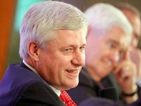 The Right Honourable Stephen Harper speaks about Trump, Trudeau, and Nieto regarding NAFTA Negotiations at Dentons NAFTA 2.0 Summit on October 11, 2017 in Washington, DC. (Paul Morigi/Getty Images)