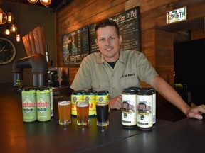 Clay Keel shows off some of his favourites at 42 North, a new craft brewery with a soft spot for Canadian fans of the Buffalo Bills and craft beer. His brewery will be working on a collaboration project with Cowbell Brewing of Blyth for next year?s Can-Am Beer Festival. (Wayne Newton/Special to Postmedia News)