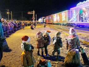 Little riders from the CP Holiday Train disembarked to dance and enjoy last years performance. The CP Holiday Train will once again visit Woodstock Nov. 29 from 6:40 to 7:10 p.m. Megan Stacey/Woodstock Sentinel-Review/Postmedia Network file photo