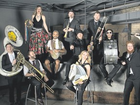 Toronto?s Lemon Bucket Orkestra, a pastiche of a dozen multi-instrumentalists, says it?s goal is to ?pass our own exuberance and joy on to the audience.?  (Special to Postmedia News)