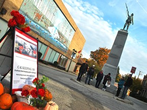 A round-the-clock vigil at Chatham's downtown cenotaph continued on Tuesday.