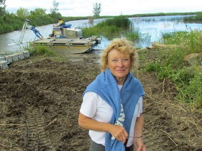 Nancy Vidler, with the Lambton Shore Phragmites Community Group, is shown in this file photo at a project to battle the invasive weed in a wetland next to Lake Huron. A pilot project has been proposed that would see the St. Clair Region Conservation Authority take on a coordinating role in the local fight against phragmites.