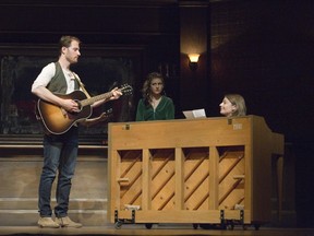 Jeremy Walmsley, Alicia Toner and Amanda LeBlanc perform a scene from Once at The Grand Theatre in London. (DEREK RUTTAN, The London Free Press)