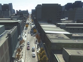 Dundas Place - Wellington Street to Ridout Street, bird's eye view of Dundas Place
