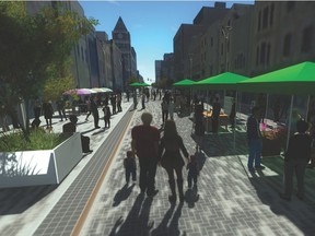 This artist?s rendering of a view of Dundas Place ? from Clarence Street looking west to Richmond Street ? and other drawings of London?s flex street were met with cautious optimism when they were unveiled Wednesday. Businesses on the street welcome the upgrade, but worry about the construction period. (Supplied)
