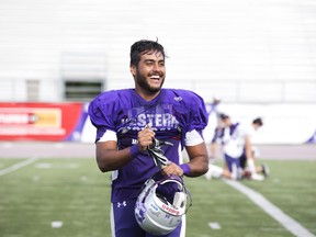 Western Mustang linebacker Nick Vanin (DEREK RUTTAN, The London Free Press)