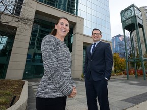 Jacklyn Pisarczyk and Colin Bierbaum, vice-presidents of Bluestone Properties, accepted the one of the Better Business Bureau?s top prizes at the Business Integrity Awards Thursday. (MORRIS LAMONT, The London Free Press)