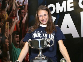 Queen's Gaels OUA women's cross country champion,  Branna MacDougall, of Kingston at the Queen's Athletic and Recreation Centre in Kingston on Wednesday November 1 2017  Ian MacAlpine /The Whig-Standard/Postmedia Network