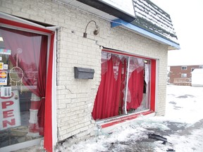 There was some damage to the Lighthouse Restaurant on Lasalle boulevard after a motorist drove through the front window in Sudbury, Ont. on Sunday November 12, 2017. Area roads were slick with Saturday night's snowfall.Gino Donato/Sudbury Star/Postmedia Network