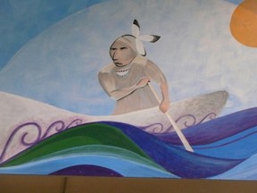 Submitted photo
One of the murals painted by local Indigenous and student artists that hang in the Napanee District Secondary School library. Each mural tells an Indigenous story.