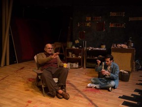 Deighton Thomas plays abstract expressionist Mark Rothko and Andrew Tribe is his assistant Ken in the Calithumpian Theatre Co. production of Red. (Derek Ruttan/The London Free Press)