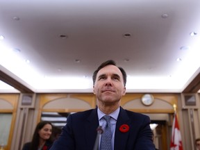 The Senate Committee on National Finance hears from Finance Minister Bill Morneau during a meeting on Parliament Hill in Ottawa on Nov. 1.