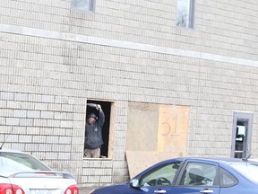 Jason Miller/The Intelligencer
Crews are working to get this Wallbridge Crescent building ready to house city staff. The project is part of the efforts to move the city’s police station into the Verdian building on College Street.