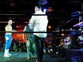 Wrestling heel Sebastian Suave confronts Sarnia Coun. Brian White during a Smash Wrestling event in Sarnia in September. Smash Wrestling will return for a third time to Sarnia on Nov. 25 with their show, Rumble at the Border.
Handout/Sarnia This Week