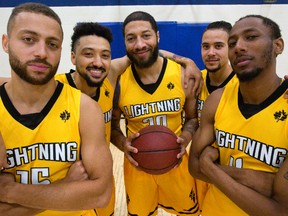 Garrett Williamson, Ryan Anderson, Royce White, Joel Friesen-Latty and Marcus Capers are all returning players for the London Lightning who start their season Saturday in St. Catherines.
Photograph taken on Wednesday November 15, 2017. 
Mike Hensen/The London Free Press/Postmedia Network
