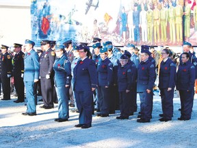 A few hundred residents from Drayton Valley and surrounding area attended the Legion's annual Remembrance Day ceremony on November 11. Taking part were One Service Battalion, MP Jim Eglinski and his wife, Drayton Valley Mayor Michael Doerksen, Brazeau County Deputy Reeve Marc Gressler, MLA Mark Smith's assistant, Wendy Snow, Legion veterans and members, the RCMP, Fire Services, cadets and other organizations.