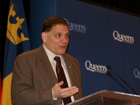 Queen's University Principal Daniel Woolf speaks at his annual Principal's Community Breakfast on Friday morning. (Ian MacAlpine/The Whig-Standard)