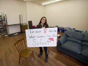 Julie Baumann, co-founder and co-ordinator of SafeSpace, shows off the new location for the support centre for sex workers on Rectory Street near Hamilton Road in London. (MIKE HENSEN, The London Free Press)