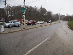 The intersection Commissioners Road and Byron Baseline road is the bottom of "Snake Hill". (DEREK RUTTAN, The London Free Press)