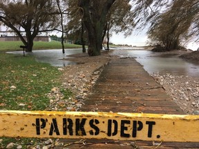 Parts of the landscape, including man-made structures, are changing and being destroyed due to the unpredictable and drastic changes of Lake Huron. (Kathleen Smith/Goderich Signal Star)