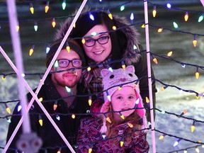 John Lappa/Sudbury Star/Postmedia Network

Christine Legrand, her daughter, Norah, 5, and partner, Jason Baader, check out the Sudbury Charities Foundation's annual Festival of Lights located on the grounds of Science North in Sudbury on Monday. The Festival of Lights will run until Jan. 6. Admission to tour the Festival of Lights is free; however, a donation to the Sudbury Charities Foundation is appreciated.