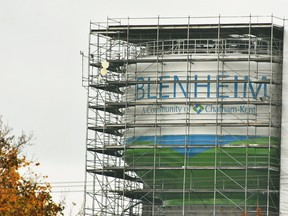 Dresden’s water storage tank is one of 10 water towers operating in Chatham-Kent, and will receive a $2.5-million rehabilitation. Blenheim’s water storage tank was returned to service in October following an upgrade.