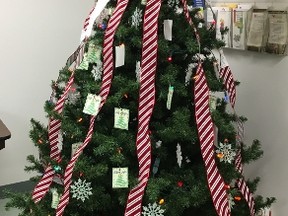 Pictured is CPH Auxiliary's indoor tree for this year. The labels that are on this tree depict the names of the purchasers and who the lights are in memory of or as a gift. Let's make those labels grow! (PHOTO COURTESY OF CPH AUXILIARY)