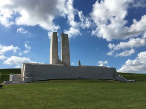 The Canadian National Vimy Memorial is seen in Northern France on September 22, 2017. The first thing you'll notice arriving at the grounds of the Canadian National Vimy Memorial in northern France is the ground itself. Although trees have sprung up in the century since the historic battle between the Canada Corps and the German army in the final year of the First World War, the ground is still covered with craters from the mortars, shells and other munitions that pounded the battlefield. THE CANADIAN PRESS/John Chidley-Hill