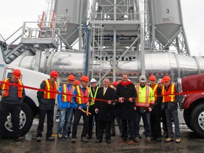North Bay Mayor Al McDonald and Nipissing MPP Vic Fedeli joined officials from Pioneer Construction, Fisher Wavy and the Matachewan First Nations Limited Partnership Friday for the grand opening of the Partnership's new blending facility on Progress Court.
Gord Young/The Nugget