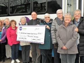 (L-R):  Christine McIntyre, ONE CARE Adult Day Program Supervisor; Fred Nyland, ONE CARE driver; Lioness Club members - Eleanore Larder, Rosemary Beange, Marg Coughlin, Laura Johnston, Lois Straughan, Roxy Peever, Deb Shewfelt, ONE CARE Board of Directors; Veronique Harman, Pat Wilkinson, Sandra Kisch, Linda Mabon. (Contributed photo)