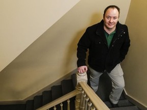 Luke Hendry/The Intelligencer
Affordable housing program supervisor Tom Johnston stands in a stairwell at Hastings County headquarters Monday in Belleville. The county has funds available for helping eligible homebuyers with their down payments.