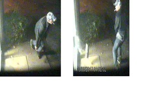 Surveillance photos of the suspect in the October incident.