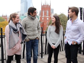 Actors Justin Eddy (left), Kelsey Falconer, Auden DeSalaiz, Jordyn Taylor, and David Michael Moote have something in common. Not only are they in the upcoming production of A Christmas Carol at The Grand Theatre, they also got their theatre careers started with the Grand’s High School Project. (Photo submitted)