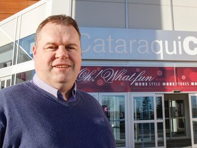Peter Cory, executive director of Brothers Big Sisters of Kingston, Frontenac, Lennox and Addington seen here on on Tuesday outside the Cataraqui Centre, is getting ready for the Christmas Charity Gift Wrapping fundraiser running in the month of December at the Cataraqui Centre in Kingston, starting Dec. 2. (Julia McKay/The Whig-Standard)