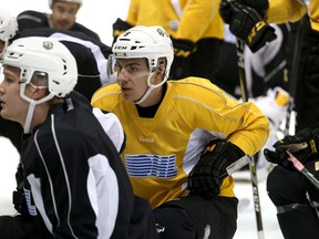 Kingston Frontenacs forward Nathan Dunkley during practice at the Rogers K-Rock Centre in Kingston on Tuesday. (Ian MacAlpine /The Whig-Standard)