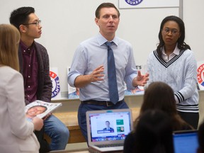 Ontario PC Leader Patrick Brown was at Western University on Thursday, where answered student questions about his party's plans. (MIKE HENSEN, The London Free Press)