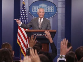 Secretary of State Rex Tillerson speaks to the media about North Korea during White House press briefing at the White House on November 20, 2017 in Washington, DC. (Photo by Mark Wilson/Getty Images)