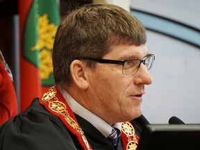 Luke Hendry/The Intelligencer
Hastings County Warden Rodney Cooney of Stirling-Rawdon presides over a county council meeting Thursday in Belleville. The county and CUPE Local 1133 have signed a three-year deal.