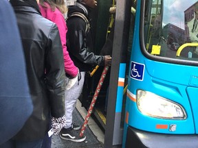 Riders board a Kingston Transit express bus in the downtown on Friday, December 1, 2017. Census data shows ridership on Kingston's public transit has increased dramatically in the past five years. Elliot Ferguson/The Kingston Whig-Standard/Postmedia Network