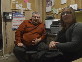 Jason Rehkopf, left, and Andrea Pepper announced on Facebook they would be selling the Rodney grocery store only a year after buying it from the long-time owners. The couple hoped to continue the long-running store but closed due to slow business, high hydro rates, and the impending minimum wage hike. (Louis Pin/Times-Journal)