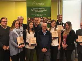 Submitted Photo
Northumberland - Quinte West MPP Lou Rinaldi (centre) stands with winners of the the 2017 regional Premier’s Award for Agri-Food Innovation Excellence.
