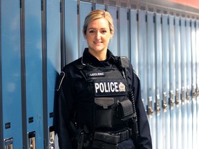 Const. Tanya Leclerc is the school resource officer at St. Thomas Aquinas secondary school.  (DALE CARRUTHERS, The London Free Press)