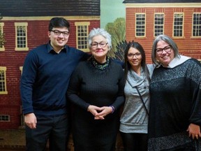 Cora restaurant founder Cora Tsouflidou, second from left, poses with Sudbury franchisees Jordan Nguyen, Jenny Carneiro and Karen Bass.  (Photo supplied)